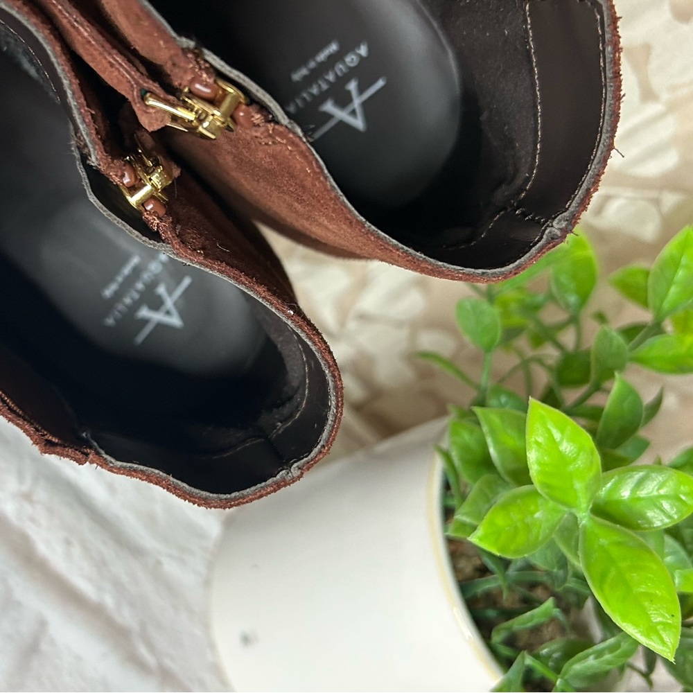 AQUATALIA Weatherproof Block heel bootie Ginger Suede leather Ankle boot size 11 - Picture 11 of 12